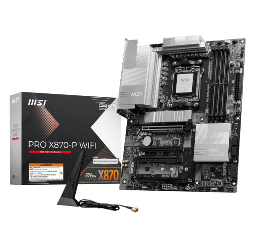 MSI PRO X870-P WiFi ProSeries Motherboard (AMD Ryzen 9000/8000/7000 Series Processors, AM5, DDR5, PCIe 5.0, M.2 Gen5, SATA 6Gb/s, USB 40Gbps, HDMI/DP, Wi-Fi 7, Bluetooth 5.4, 5Gbps LAN, ATX)